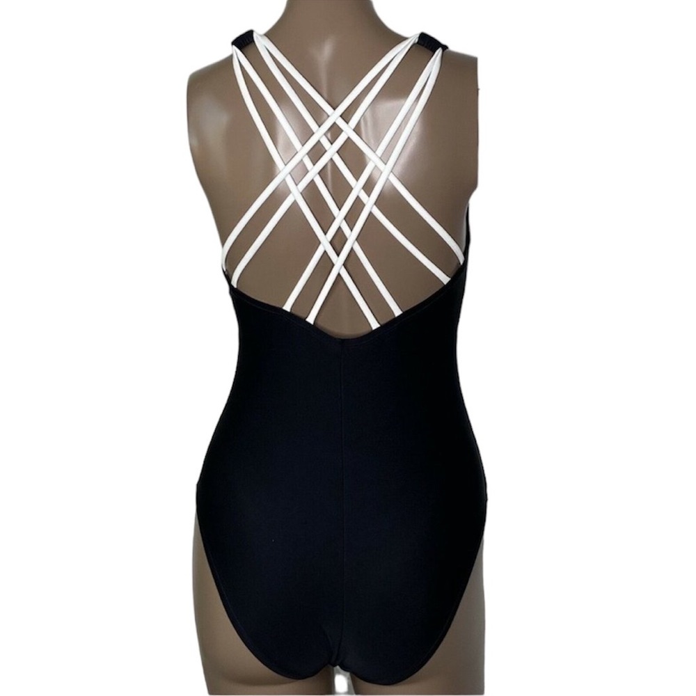 Adidas Double Cross Back Logo Scoop Tank Swimsuit - Picture 2 of 2